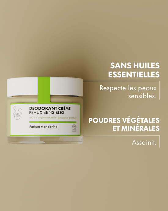 Déodorant naturel peaux sensibles mandarine - Clémence & Vivien