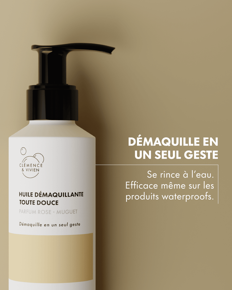 Huile démaquillante toute douce parfum rose - muguet - Clémence & Vivien